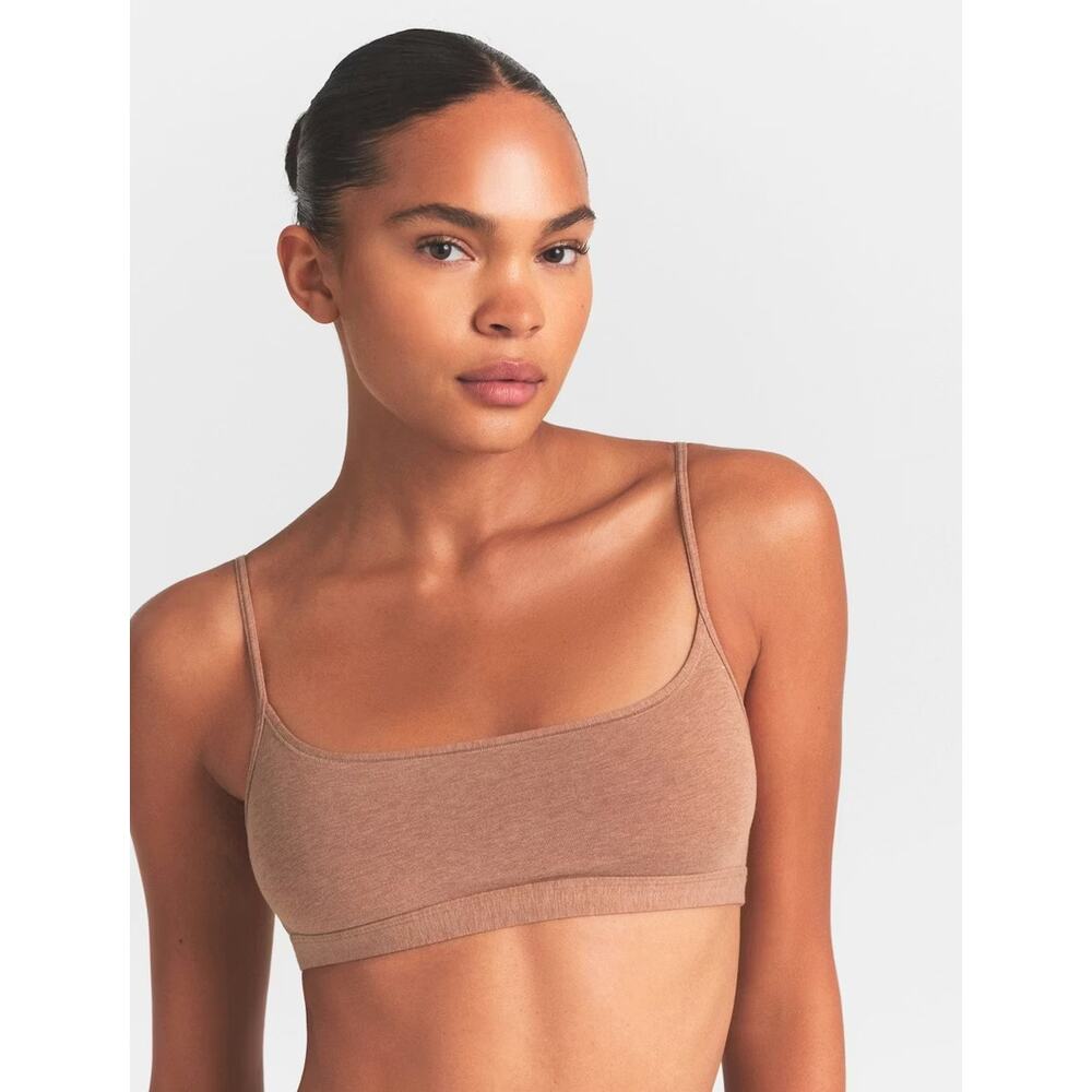 SKIMS Everyday Cotton Scoop Bralette Sienna Heather XL NWT